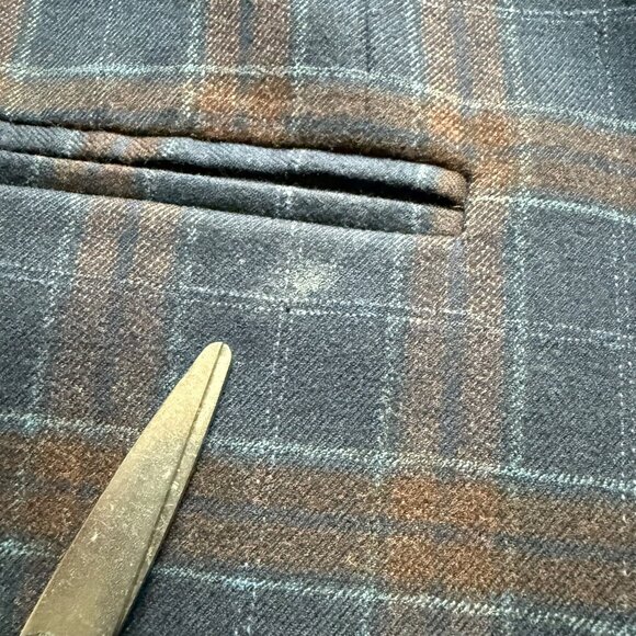 Tommy Hilfiger Mens Size 48R Navy & Brown Plaid Casual Sport Coat Blazer Jacket - Picture 10 of 16